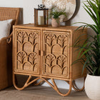 bali & pari Baylor Bohemian Light Honey Rattan Storage Cabinet