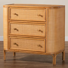 bali & pari Radenza Bohemian Light Honey Rattan 3-Drawer Storage Cabinet