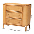 bali & pari Radenza Bohemian Light Honey Rattan 3-Drawer Storage Cabinet