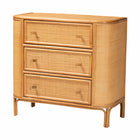 bali & pari Radenza Bohemian Light Honey Rattan 3-Drawer Storage Cabinet