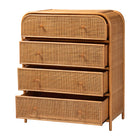 bali & pari Sampit Natural Rattan 4-Drawer Storage Cabinet - Handwoven Cane Displaying Unit with Rounded Frame, Boho Coastal Accent Furniture for Hallway, Living room or Bathroom