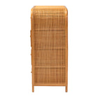 bali & pari Sampit Natural Rattan 4-Drawer Storage Cabinet - Handwoven Cane Displaying Unit with Rounded Frame, Boho Coastal Accent Furniture for Hallway, Living room or Bathroom