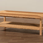 bali & pari Minahasa Bohemian Light Honey Braided Rattan Coffee Table