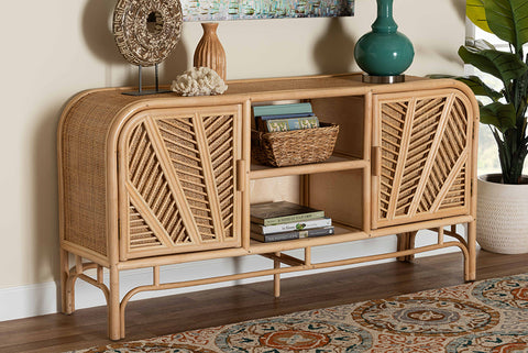 bali & pari Carabella Bohemian Natural Rattan 2-Door Storage Cabinet
