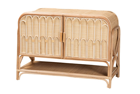 bali & pari Gitano Bohemian Natural Rattan 2-Door Storage Cabinet