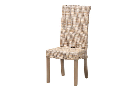 bali & pari Santiago Bohemian Grey Natural Kubu Rattan and Mango Wood Dining Chair