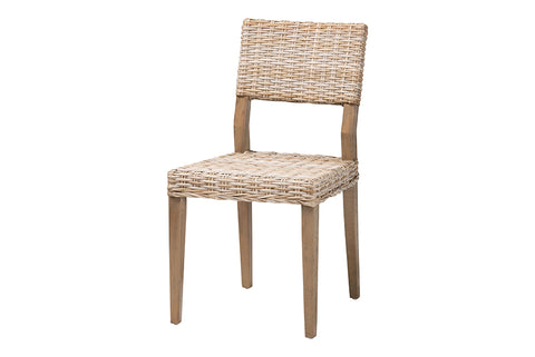 bali & pari Barossa Bohemian Grey Kubu Rattan and Mahogany Wood Dining Chair