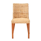 bali & pari Rowen Bohemian Light Honey Kubu Rattan and Mahogany Wood Dining Chair