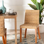 bali & pari Rowen Bohemian Light Honey Kubu Rattan and Mahogany Wood Dining Chair