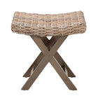 bali & pari Hayate Bohemian Grey Kubu Rattan and Mahogany Wood Ottoman Footstool
