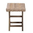 bali & pari Hayate Bohemian Grey Kubu Rattan and Mahogany Wood Ottoman Footstool