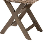 bali & pari Hayate Bohemian Grey Kubu Rattan and Mahogany Wood Ottoman Footstool
