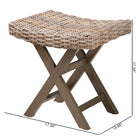 bali & pari Hayate Bohemian Grey Kubu Rattan and Mahogany Wood Ottoman Footstool