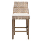 bali & pari Toby Modern Bohemian Grey Kubu Rattan and Rustic Taupe Finished Mahogany Wood Counter Stool