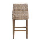 bali & pari Toby Modern Bohemian Grey Kubu Rattan and Rustic Taupe Finished Mahogany Wood Counter Stool
