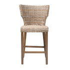 bali & pari Enver Modern Bohemian Grey Kubu Rattan and Mahogany Wood Counter Stool