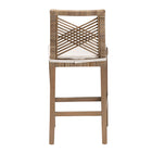 bali & pari Poltak Modern Bohemian Grey Natural Kubu Rattan and Mahogany Wood Counter Stool