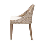 bali & pari Lara Bohemian Grey Kubu Rattan and Mahogany Wood Dining Chair