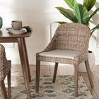 bali & pari Lara Bohemian Grey Kubu Rattan and Mahogany Wood Dining Chair