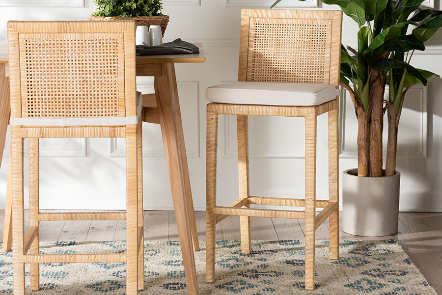 bali & pari Sofia Bohemian Natural Rattan Bar Stool