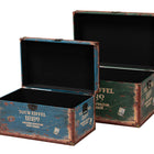 Baxton Studio Sabeen Vintage Parisian Faux Leather and Wood 2-Piece Storage Trunk Set