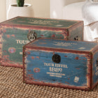 Baxton Studio Sabeen Vintage Parisian Faux Leather and Wood 2-Piece Storage Trunk Set