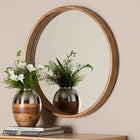 Baxton Studio Tazara Japandi Natural Round Accent Wall Mirror