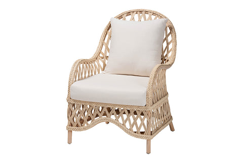 bali & pari Florence Bohemian Ivory Braided Rattan Arm Chair
