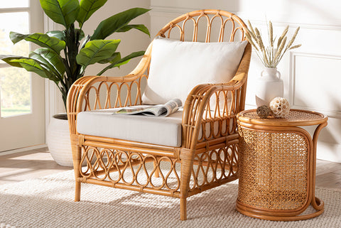 bali & pari Reina Bohemian Light Honey Rattan Arm Chair