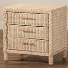 bali & pari Lanica Japandi Sun Bleached Rattan 3-Drawer Nightstand