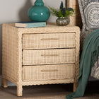 bali & pari Lanica Japandi Sun Bleached Rattan 3-Drawer Nightstand