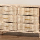 bali & pari Lanica Japandi Sun-Bleached Braided Rattan 6-Drawer Dresser