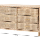 bali & pari Lanica Japandi Sun-Bleached Braided Rattan 6-Drawer Dresser
