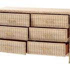 bali & pari Lanica Japandi Sun-Bleached Braided Rattan 6-Drawer Dresser