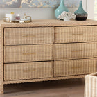 bali & pari Lanica Japandi Sun-Bleached Braided Rattan 6-Drawer Dresser