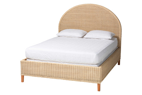 bali & pari Lanica Japandi Sun-Bleached Braided Rattan Queen Size Bed
