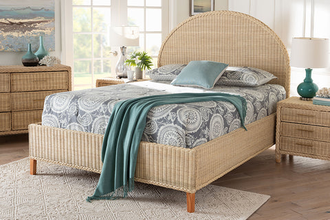 bali & pari Lanica Japandi Sun-Bleached Braided Rattan Queen Size Bed