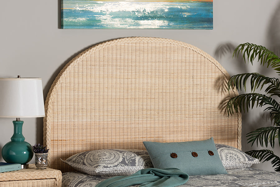 bali & pari Lanica Japandi Sun Bleached Rattan Queen Size Standalone Headboard