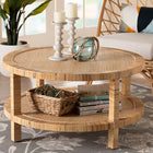 bali & pari Kalimantan Bohemian Light Honey Rattan and Mahogany Wood Coffee Table