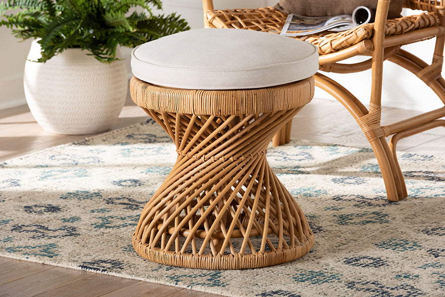 bali & pari Borneo Bohemian Light Honey Rattan Footstool