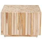 bali & pari Augusta Bohemian Natural Teak Wood Coffee Table with Unique Repurposed Wood Logs