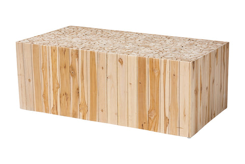 bali & pari Grayson Bohemian Natural Teak Wood Coffee Table with Unique Repurposed Wood Logs