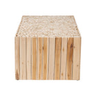 bali & pari Grayson Bohemian Natural Teak Wood Coffee Table with Unique Repurposed Wood Logs