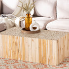 bali & pari Grayson Bohemian Natural Teak Wood Coffee Table with Unique Repurposed Wood Logs