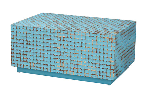 bali & pari Nitza Bohemian Blue Coconut Shell and Acacia Wood Coffee Table