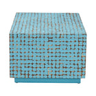 bali & pari Nitza Bohemian Blue Coconut Shell and Acacia Wood Coffee Table