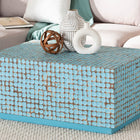 bali & pari Nitza Bohemian Blue Coconut Shell and Acacia Wood Coffee Table