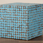 bali & pari Janella Bohemian Sky Blue Coconut Shell and Acacia Wood End Table
