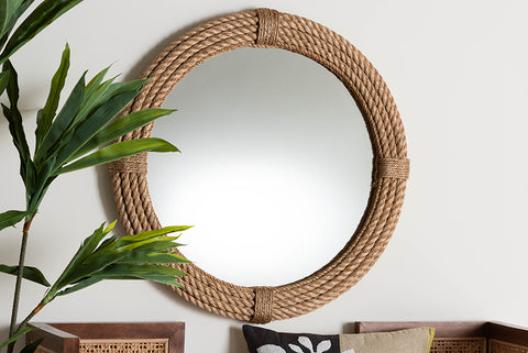 bali & pari Manila Bohemian Woven Rope Accent Wall Mirror