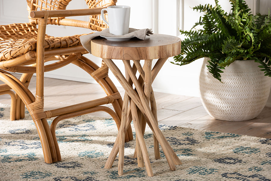 bali & pari Liberte Natural Teak Wood End Table